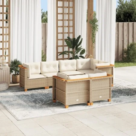 Set sofás de jardín 7 piezas y cojines ratán sintético beige von , Gartensets - Ref: Foro24-3261883, Preis: 573,10 €, Rabatt: %