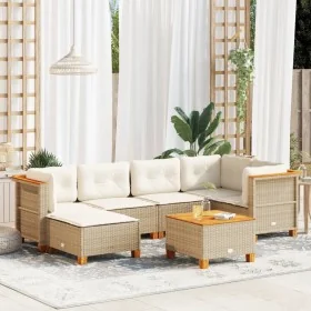 Set sofás de jardín 7 piezas y cojines ratán sintético beige by , Garden sets - Ref: Foro24-3261919, Price: 505,05 €, Discoun...