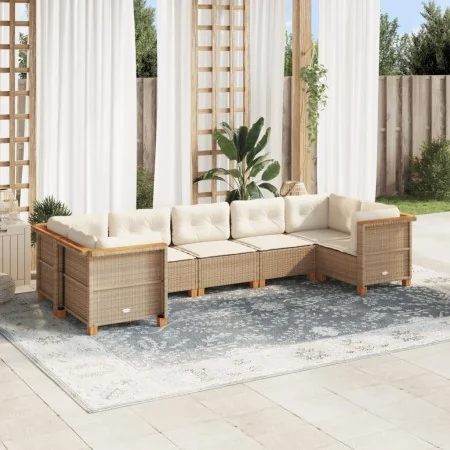 Set sofás de jardín 7 piezas y cojines ratán sintético beige by , Garden sets - Ref: Foro24-3261973, Price: 558,91 €, Discoun...