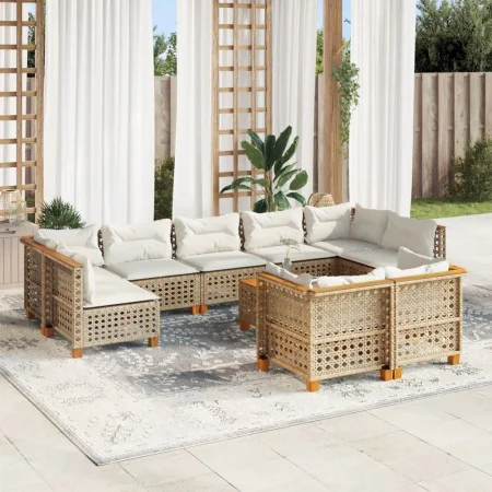 Juego de sofás jardín con cojines beige 10 pzas ratán sintético von , Gartensets - Ref: Foro24-3262000, Preis: 833,98 €, Raba...