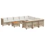 Set de sofás de jardín 11pzas con cojines ratán sintético beige by , Garden sets - Ref: Foro24-3262042, Price: 917,68 €, Disc...