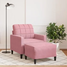 Sillón con taburete terciopelo rosa 60 cm by , Sofas - Ref: Foro24-3278260, Price: 209,14 €, Discount: %