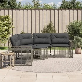 Sofá de jardín forma de L cojines y reposapiés ratán PE gris by , Outdoor sofas - Ref: Foro24-365895, Price: 345,44 €, Discou...