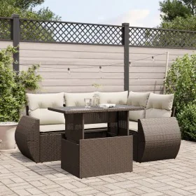 Set comedor de jardín 5 piezas y cojines ratán sintético marrón von , Gartensets - Ref: Foro24-3268513, Preis: 420,29 €, Raba...