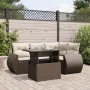 Set comedor de jardín 5 piezas y cojines ratán sintético marrón de , Conjuntos de jardín - Ref: Foro24-3268513, Precio: 420,1...