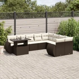 Set de sofás de jardín 10 pzas y cojines ratán sintético marrón by , Garden sets - Ref: Foro24-3268773, Price: 776,48 €, Disc...