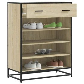 Zapatero de madera y metal roble Sonoma 75x38x97,5 cm by , Shoe racks and shoe organizers - Ref: Foro24-3300876, Price: 107,5...