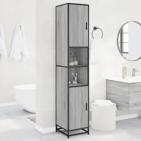 Armario de baño madera y metal gris Sonoma 35x37,5x188,5 cm von , Badezimmermöbel - Ref: Foro24-3300883, Preis: 147,22 €, Rab...
