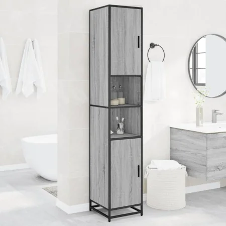 Armario de baño madera y metal gris Sonoma 35x37,5x188,5 cm by , Bathroom furniture - Ref: Foro24-3300883, Price: 146,72 €, D...