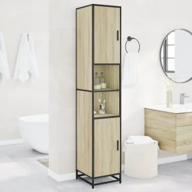 Armario de baño madera y metal roble Sonoma 35x37,5x188,5 cm de , Muebles de baño - Ref: Foro24-3300881, Precio: 140,65 €, De...