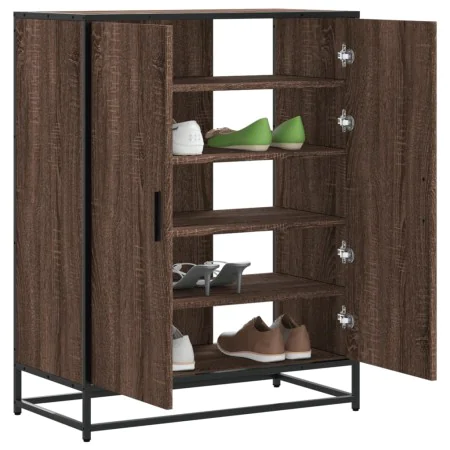Zapatero de madera y metal marrón roble 75x38x97,5 cm by , Shoe racks and shoe organizers - Ref: Foro24-3300869, Price: 108,6...