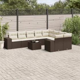 Set de sofás de jardín 10 pzas y cojines ratán sintético marrón by , Garden sets - Ref: Foro24-3223052, Price: 663,94 €, Disc...