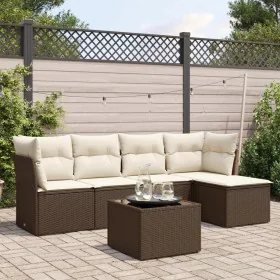 Set sofás de jardín 6 piezas y cojines ratán sintético marrón von , Gartensets - Ref: Foro24-3249412, Preis: 378,49 €, Rabatt: %