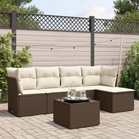 Set sofás de jardín 6 piezas y cojines ratán sintético marrón von , Gartensets - Ref: Foro24-3249412, Preis: 378,43 €, Rabatt: %