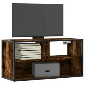 Mueble TV metal y madera contrachapada roble humo 80x31x39,5 cm de , Muebles TV - Ref: Foro24-848926, Precio: 37,72 €, Descue...