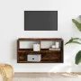 Mueble TV metal y madera contrachapada roble humo 80x31x39,5 cm de , Muebles TV - Ref: Foro24-848926, Precio: 37,72 €, Descue...