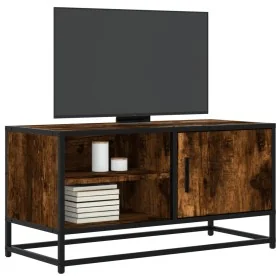 Mueble TV metal y madera ingeniería roble humo 80x34,5x40 cm de , Muebles TV - Ref: Foro24-848821, Precio: 63,89 €, Descuento: %