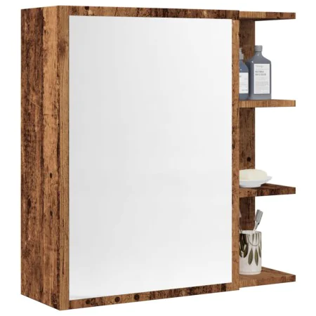 Armario espejo de baño madera envejecida 62,5x20,5x64 cm de , Tocadores de baño - Ref: Foro24-856177, Precio: 73,16 €, Descue...