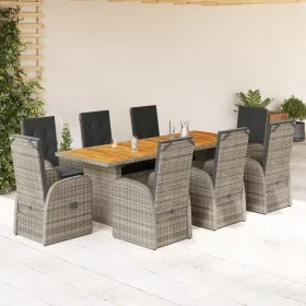 Set comedor jardín 9 pzas y cojines ratán sintético gris by , Garden sets - Ref: Foro24-3277616, Price: 1,00 €, Discount: %
