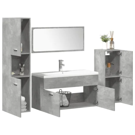 Set muebles de baño 5 piezas madera ingeniería gris hormigón by , Bathroom furniture - Ref: Foro24-3324878, Price: 322,17 €, ...