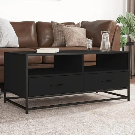 Mesa de centro madera de ingeniería y metal negro 100x50x45 cm by , Coffee table - Ref: Foro24-848784, Price: 100,58 €, Disco...