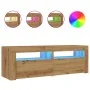 Mueble de TV luces LED madera roble artisan 120x35x40 cm de , Muebles TV - Ref: Foro24-856320, Precio: 101,95 €, Descuento: %
