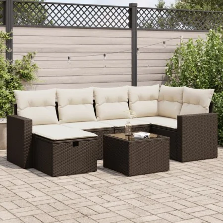 Juego de sofás de jardín 7 piezas con cojines ratán PE marrón von , Gartensets - Ref: Foro24-3325399, Preis: 462,16 €, Rabatt: %