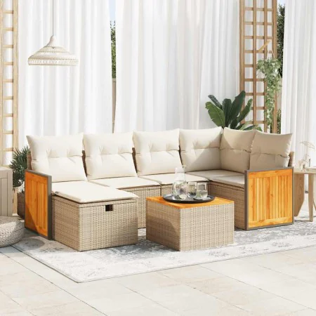 Set sofás de jardín 7 piezas y cojines ratán sintético beige von , Gartensets - Ref: Foro24-3326034, Preis: 507,37 €, Rabatt: %