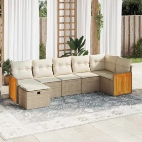 Set sofás de jardín 7 piezas y cojines ratán sintético beige by , Garden sets - Ref: Foro24-3326041, Price: 503,37 €, Discoun...