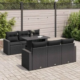 Set de sofás de jardín 7 pzas con cojines ratán sintético negro by , Garden sets - Ref: Foro24-3326256, Price: 572,06 €, Disc...