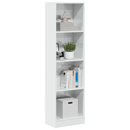 Estantería madera de ingeniería blanco brillo 40x24x143 cm by , Bookcases and shelves - Ref: Foro24-858304, Price: 66,28 €, D...