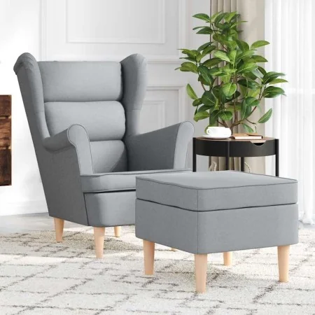 Sillón con reposapiés tela gris claro by , Armchairs - Ref: Foro24-3307989, Price: 296,04 €, Discount: %