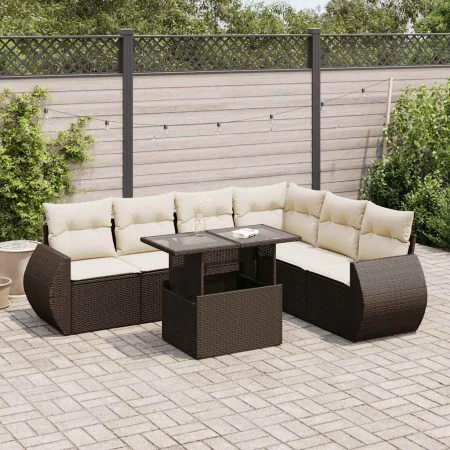 Juego de sofás de jardín 7 piezas con cojines ratán PE marrón by , Garden sets - Ref: Foro24-3326654, Price: 527,08 €, Discou...
