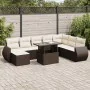 Set de sofás de jardín 9 pzas y cojines ratán sintético marrón by , Garden sets - Ref: Foro24-3326694, Price: 617,57 €, Disco...