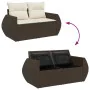 Set de sofás de jardín 9 pzas y cojines ratán sintético marrón by , Garden sets - Ref: Foro24-3326694, Price: 617,57 €, Disco...