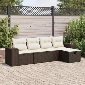 Set comedor de jardín 5 piezas y cojines ratán sintético marrón by , Garden sets - Ref: Foro24-3325669, Price: 336,49 €, Disc...