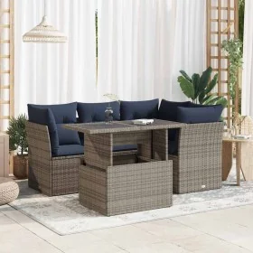 Set sofás jardín y cojines 5 pzas ratán sintético acacia gris by , Garden sets - Ref: Foro24-3326152, Price: 428,82 €, Discou...