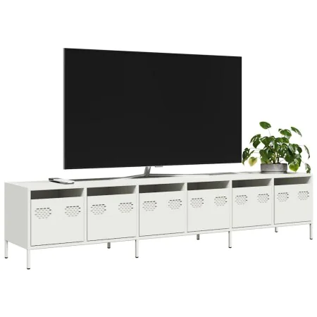 Mueble para TV acero laminado en frío blanco 202x39x43,5 cm by , TV Furniture - Ref: Foro24-3307154, Price: 207,90 €, Discoun...