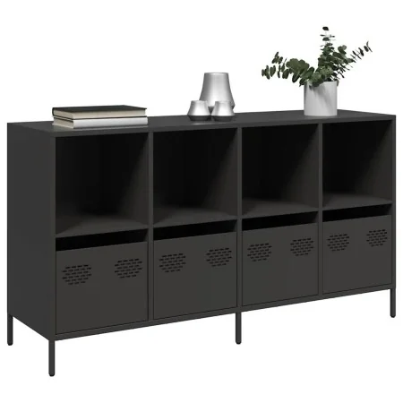 Aparador de acero laminado en frío negro 135x39x73,5 cm by , Sideboards - Ref: Foro24-3307161, Price: 180,27 €, Discount: %
