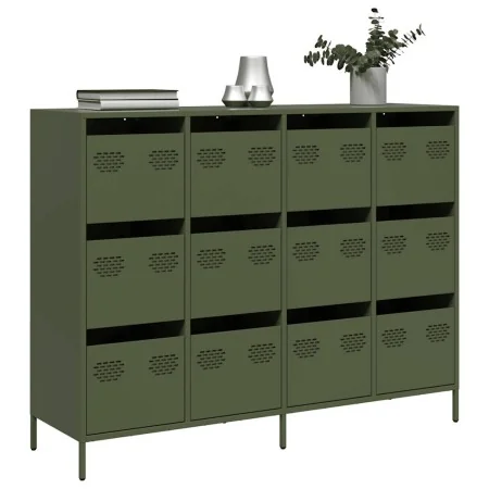 Aparador de acero laminado en frío verde oliva 135x39x103,5 cm de , Aparadores - Ref: Foro24-3307177, Precio: 301,69 €, Descu...