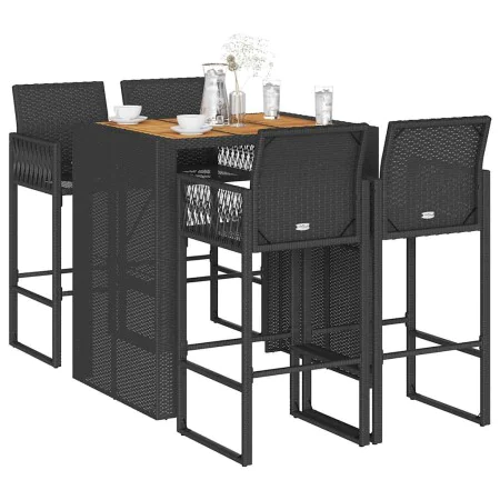 Set bar jardín sin cojines 5 pzas ratán sintético acacia negro de , Conjuntos de jardín - Ref: Foro24-3328886, Precio: 508,54...
