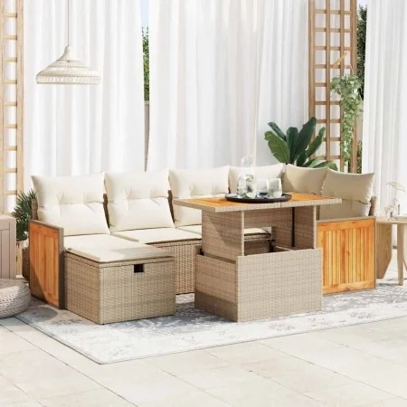 Set de sofás de jardín y cojines 8 piezas ratán sintético beige by , Garden sets - Ref: Foro24-3328157, Price: 553,25 €, Disc...