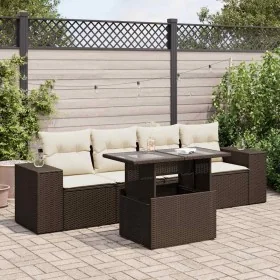Set comedor de jardín 5 piezas y cojines ratán sintético marrón von , Gartensets - Ref: Foro24-3326724, Preis: 386,41 €, Raba...