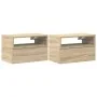 Mesitas de noche de pared 2 unidades roble sonoma 45x26x28,5 cm de , Mesitas de noche - Ref: Foro24-858601, Precio: 66,80 €, ...