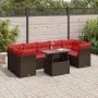 Juego Sofá Jardín 8 Piezas con Cojines Marrón Poli Ratán Acacia by , Garden sets - Ref: Foro24-3326125, Price: 646,94 €, Disc...