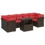 Juego Sofá Jardín 8 Piezas con Cojines Marrón Poli Ratán Acacia by , Garden sets - Ref: Foro24-3326125, Price: 646,94 €, Disc...