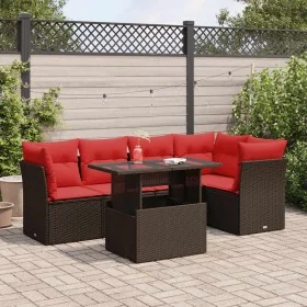Juego Sofá Jardín 6 Piezas con Cojines Marrón Poli Ratán Acacia von , Gartensets - Ref: Foro24-3326165, Preis: 508,65 €, Raba...