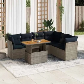 Set de sofás de jardín 7 pzas con cojines ratán sintético gris by , Garden sets - Ref: Foro24-3326938, Price: 549,56 €, Disco...