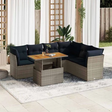 Set de sofás de jardín 7 pzas con cojines ratán sintético gris von , Gartensets - Ref: Foro24-3326938, Preis: 549,57 €, Rabat...