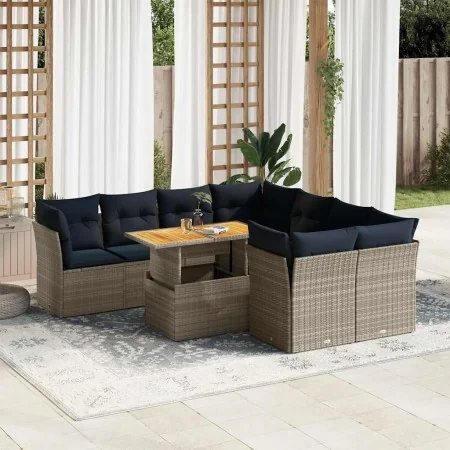 Set de sofás de jardín con cojines 9 pzas ratán sintético gris by , Garden sets - Ref: Foro24-3326910, Price: 690,80 €, Disco...